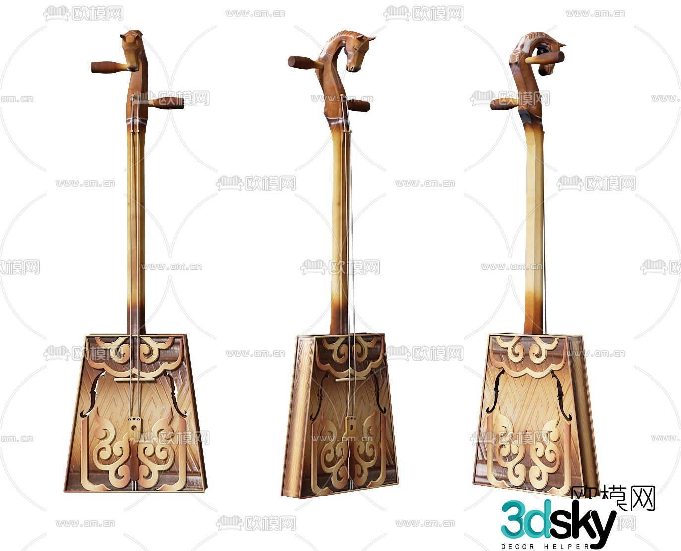 Chinese morinouqin traditional musical instrument 3d model