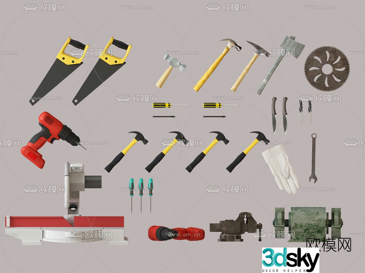 Modern electric drill hammer saw combination 3d model
