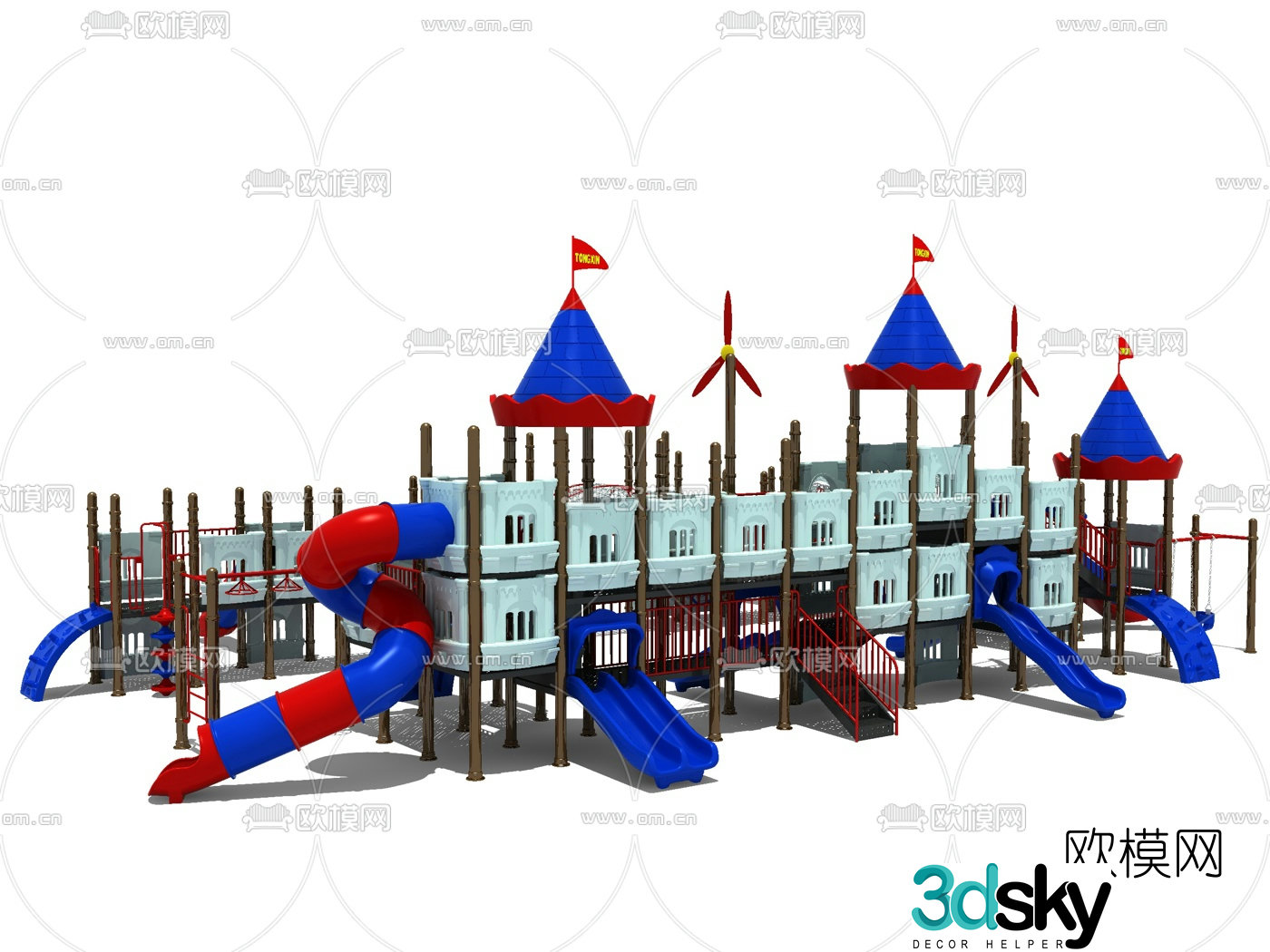 Modern large castle children's slide 3d model