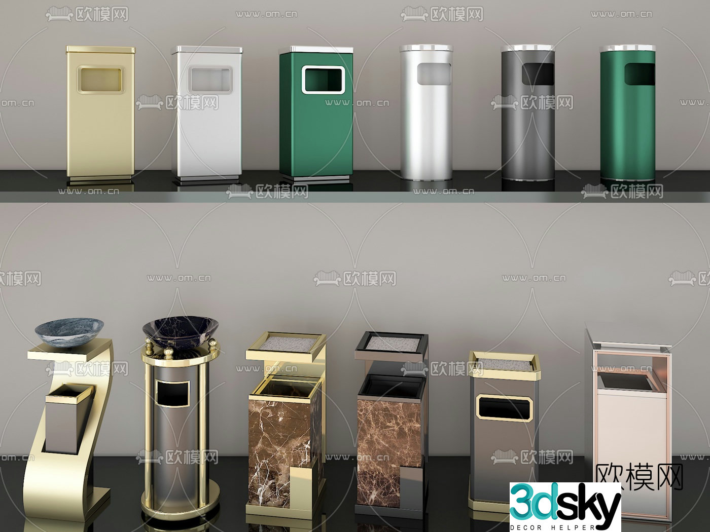 Modern outdoor public trash can 3d model