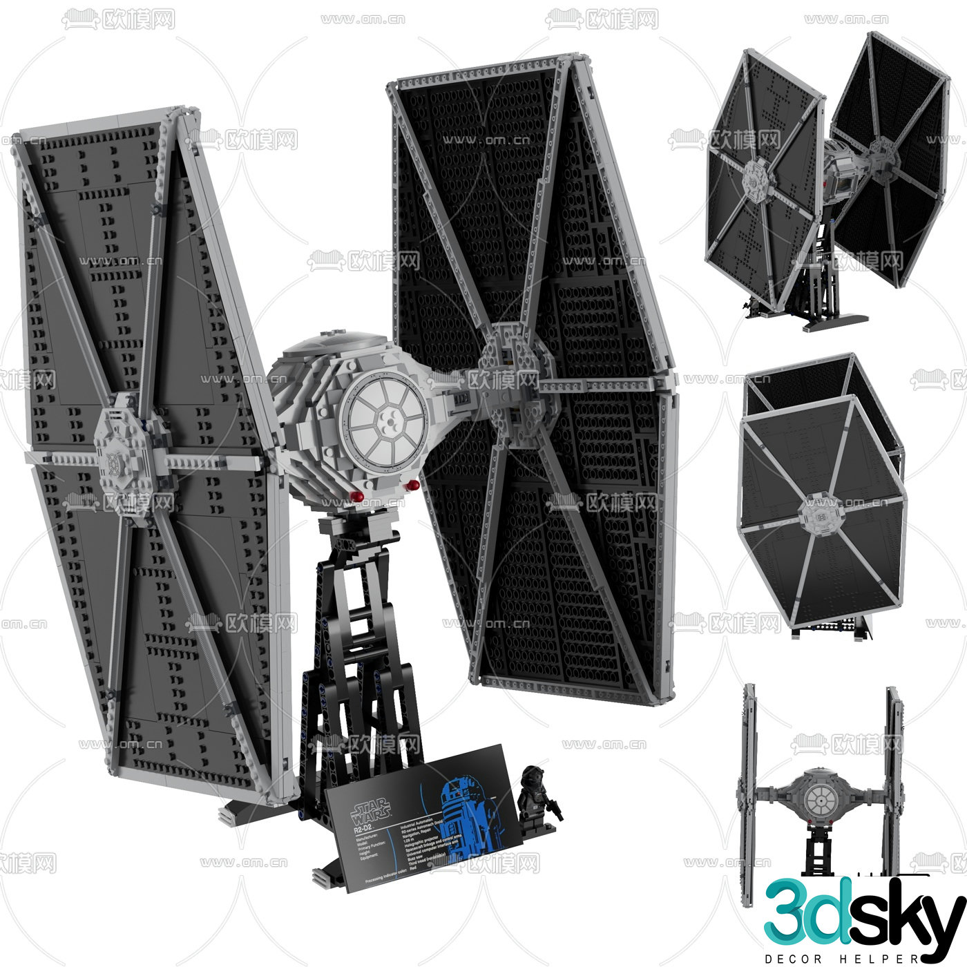 Modern building block star wars titanium fighter toy 3d model