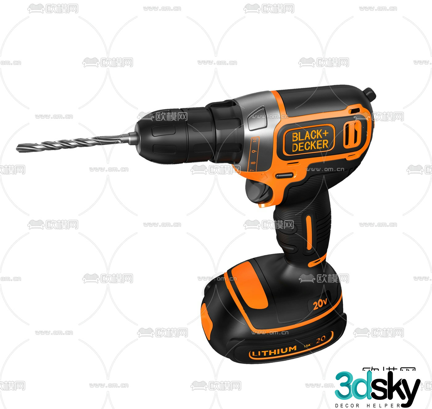 Modern electric drill 3d model