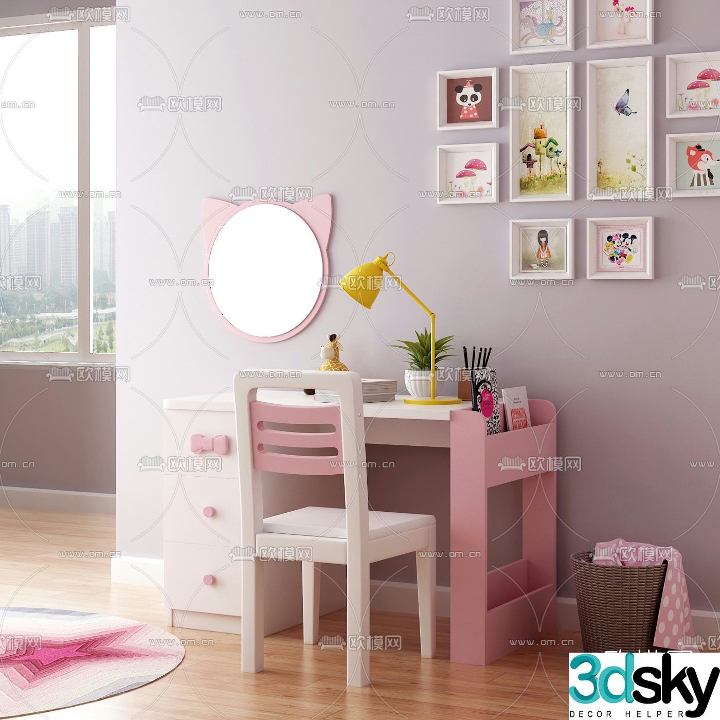 Modern children’s desk chair 3d model