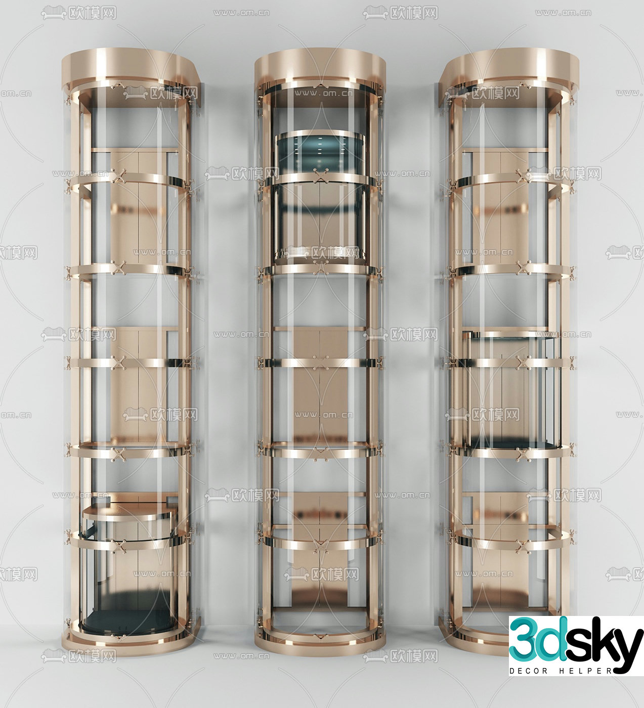 Modern circular sightseeing elevator glass elevator 3d model