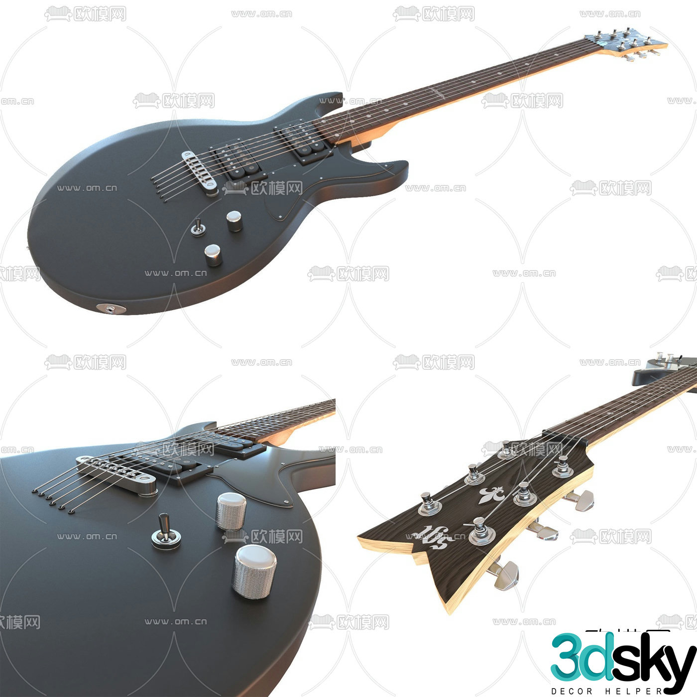 Modern electric guitar 3d model