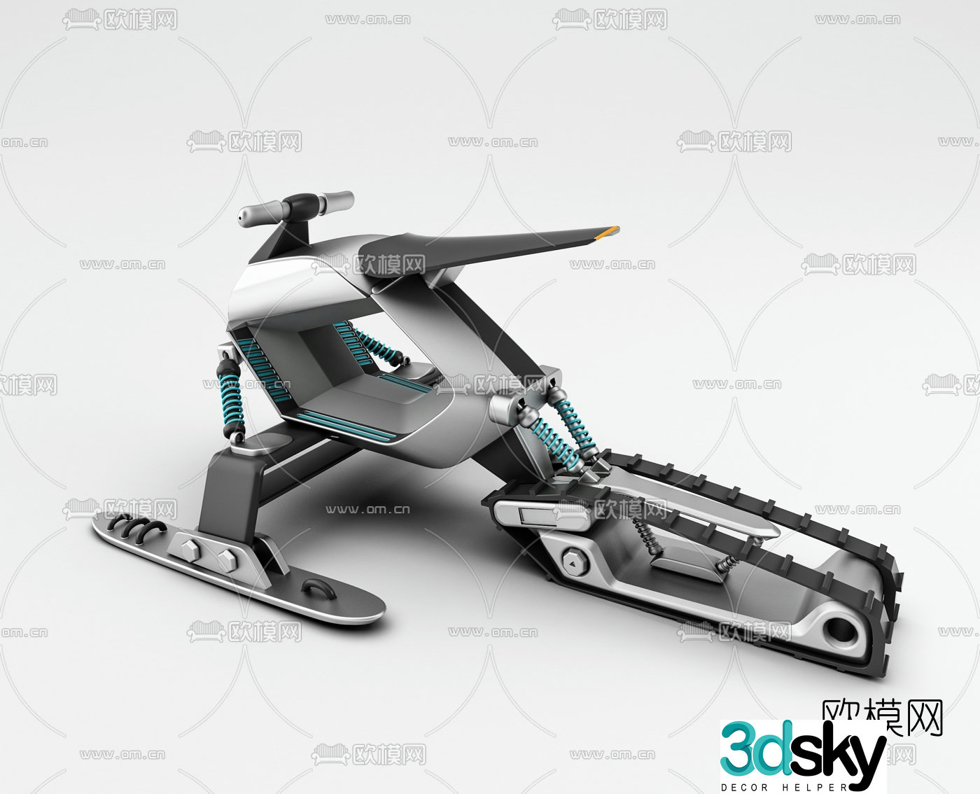 Modern snowmobile 3d model