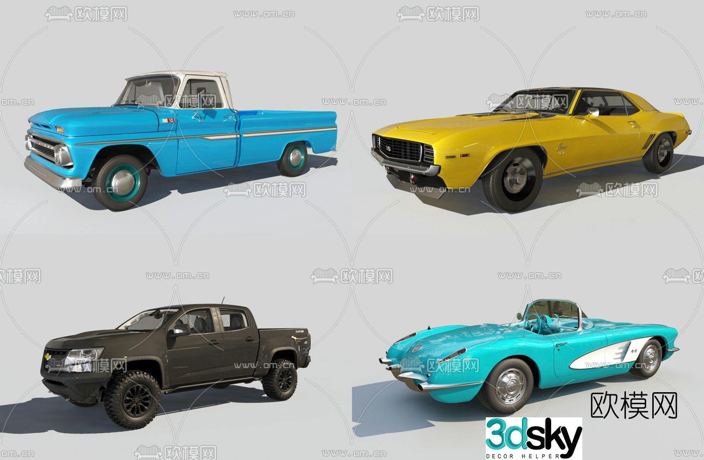 European retro classic car 3d model