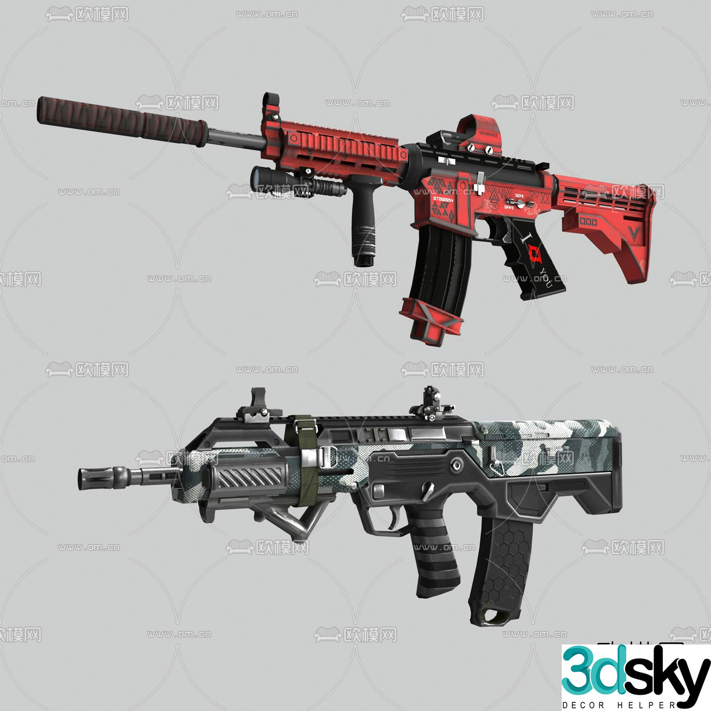 Modern automatic assault rifle 3d model