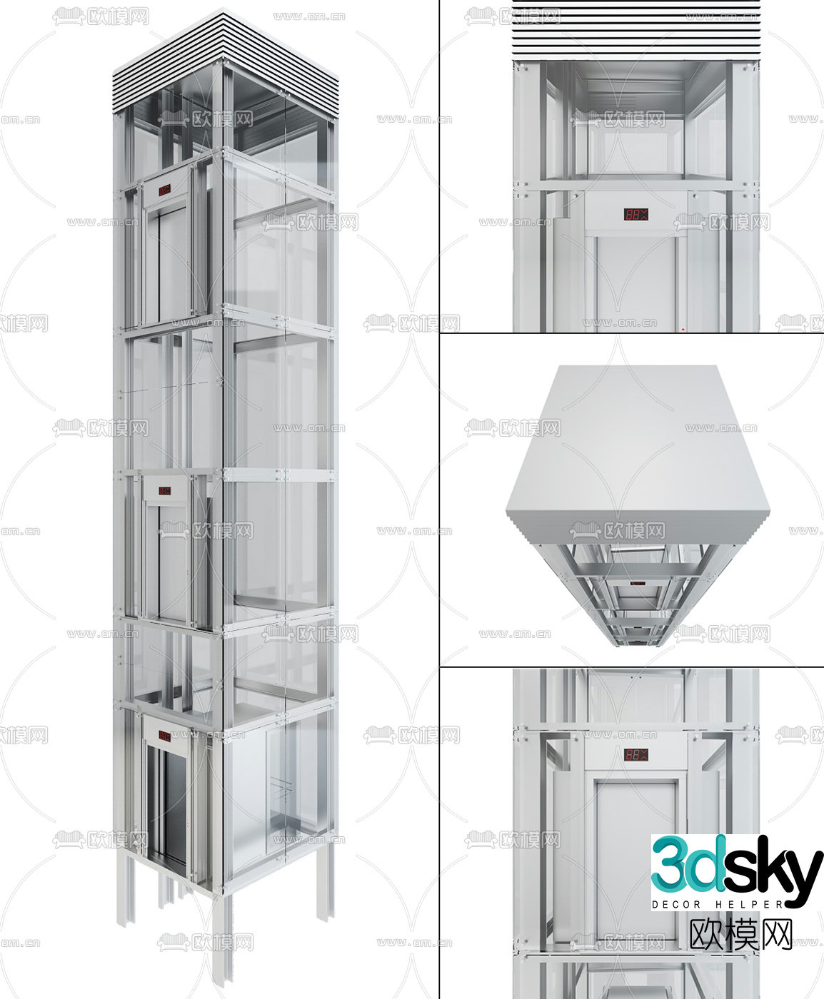 Modern shopping mall sightseeing elevator lift 3D model