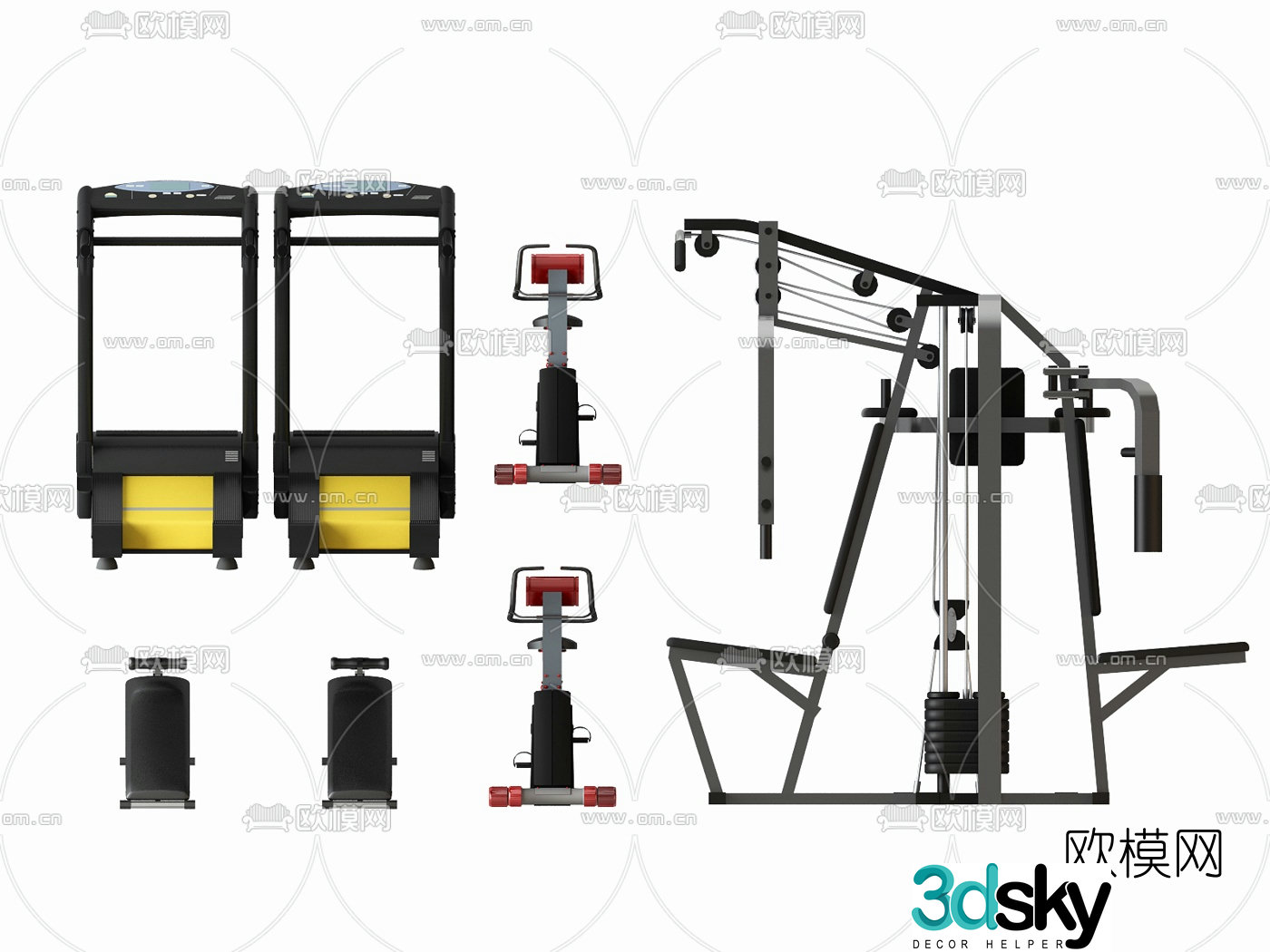 Modern fitness equipment 3d model