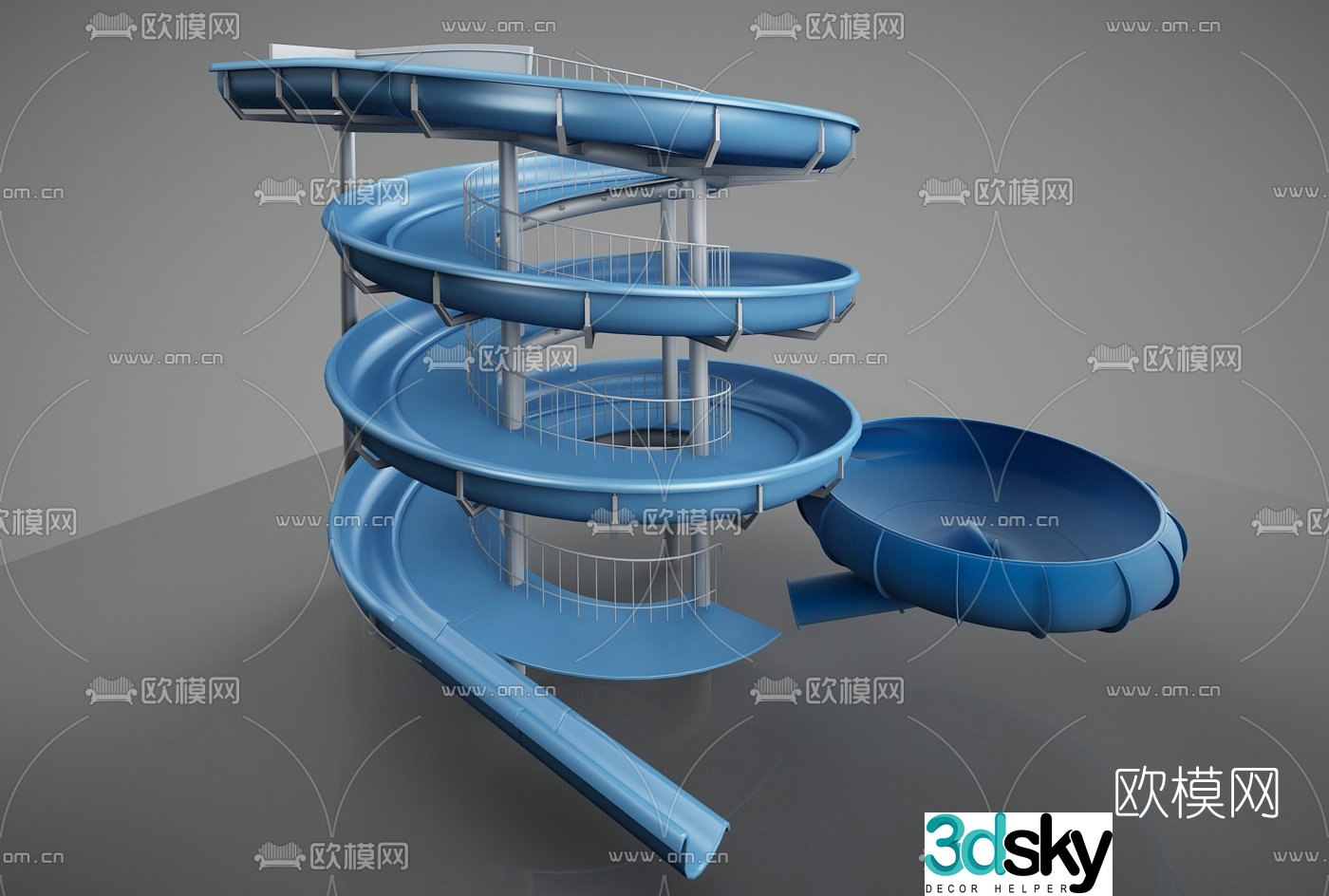Modern spiral slide 3d model