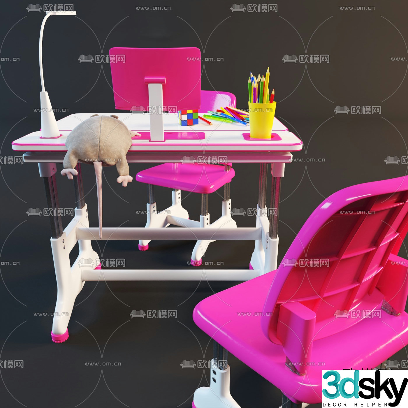 Modern children’s desk chair 3d model