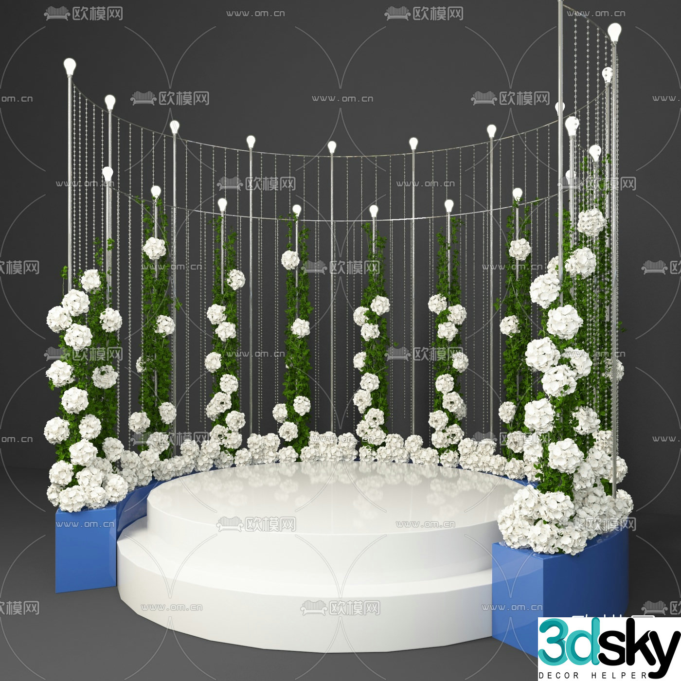 Modern wedding floral stage 3d model
