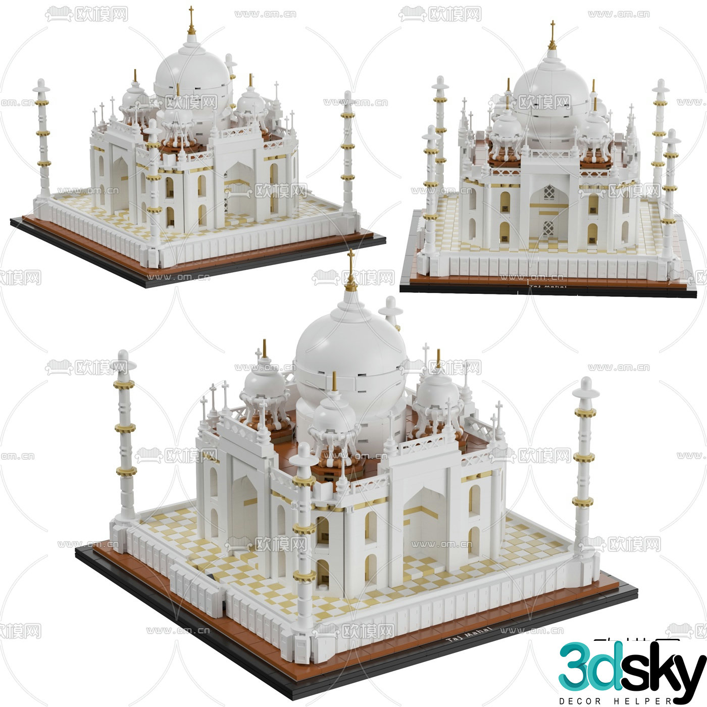 Modern building blocks Taj Mahal toy 3d model
