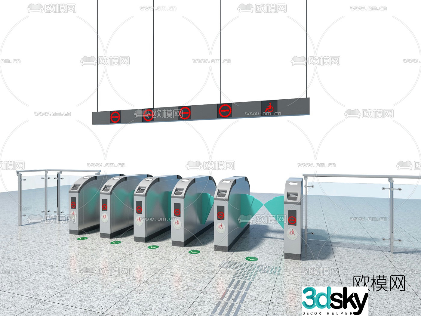 3D model of modern subway ticket gate