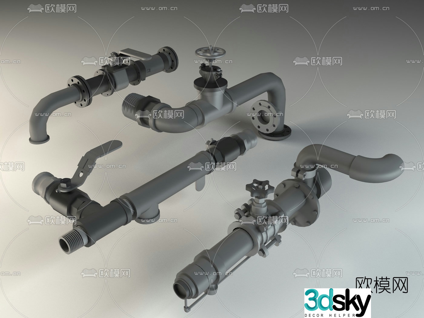 Modern pipeline valve 3d model
