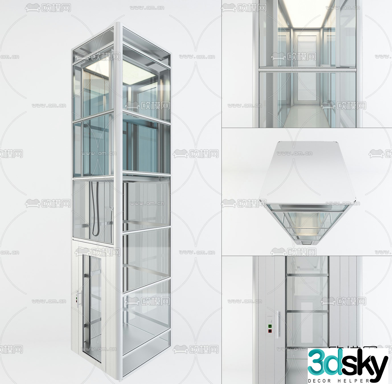 Modern sightseeing elevator 3D model