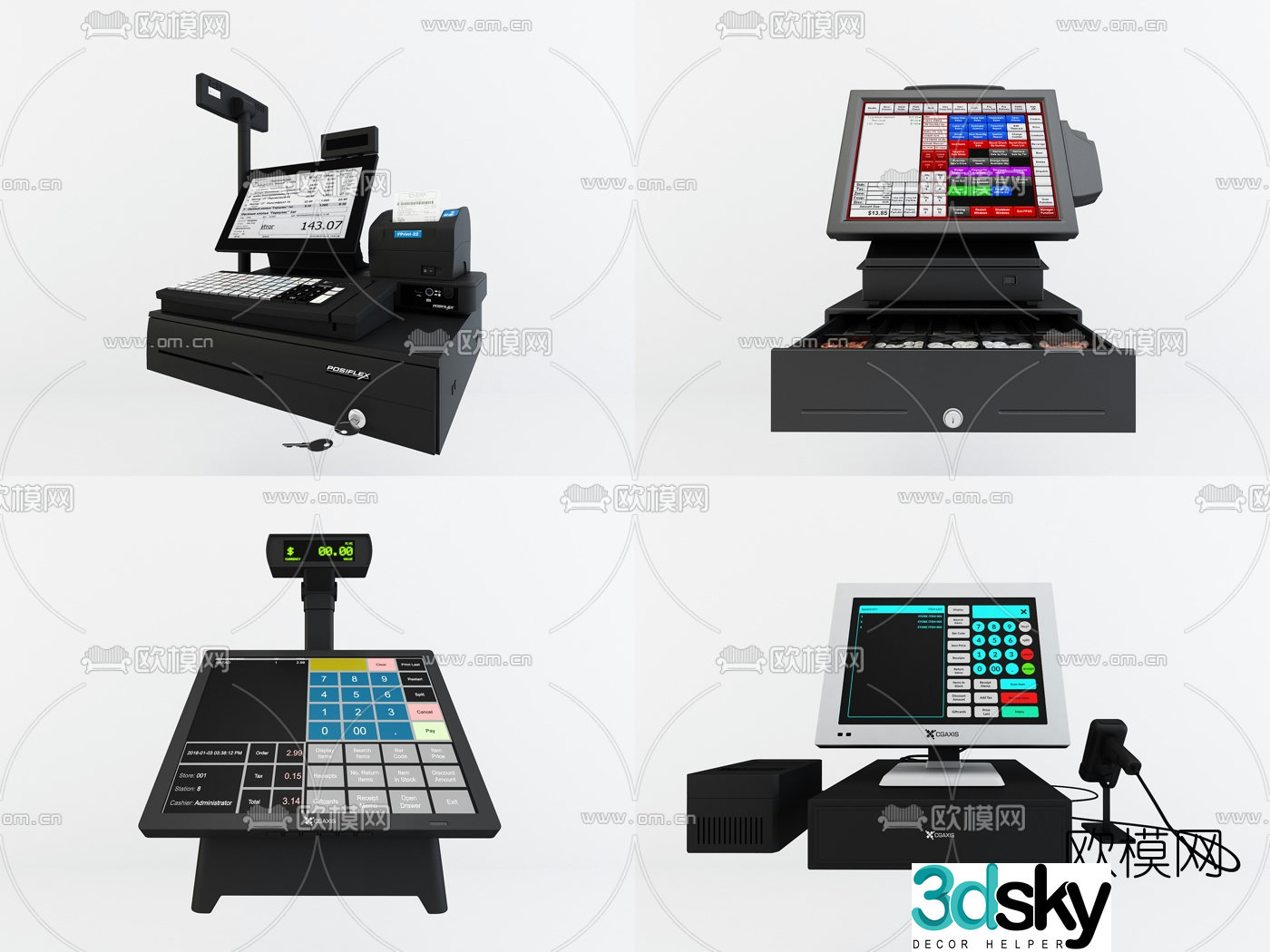 Modern cash register combination 3D model