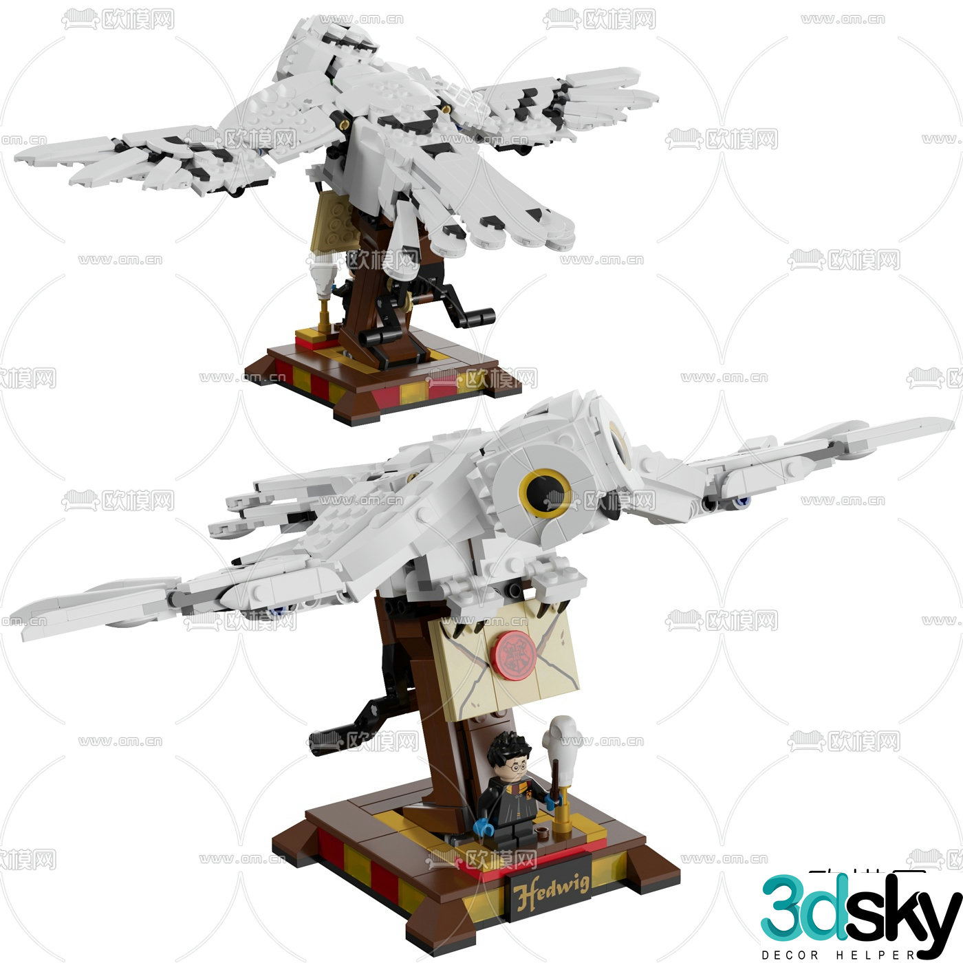 Modern building blocks Hedwig toy 3d model