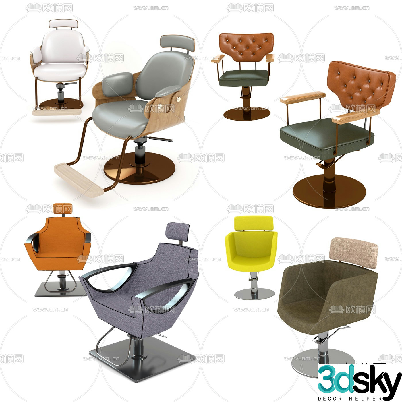 Modern barber chair 3d model