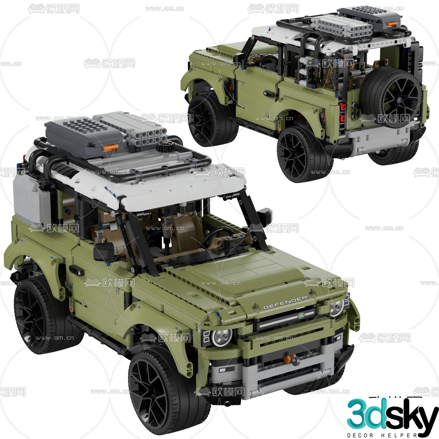 Modern building block land rover toy car 3d model