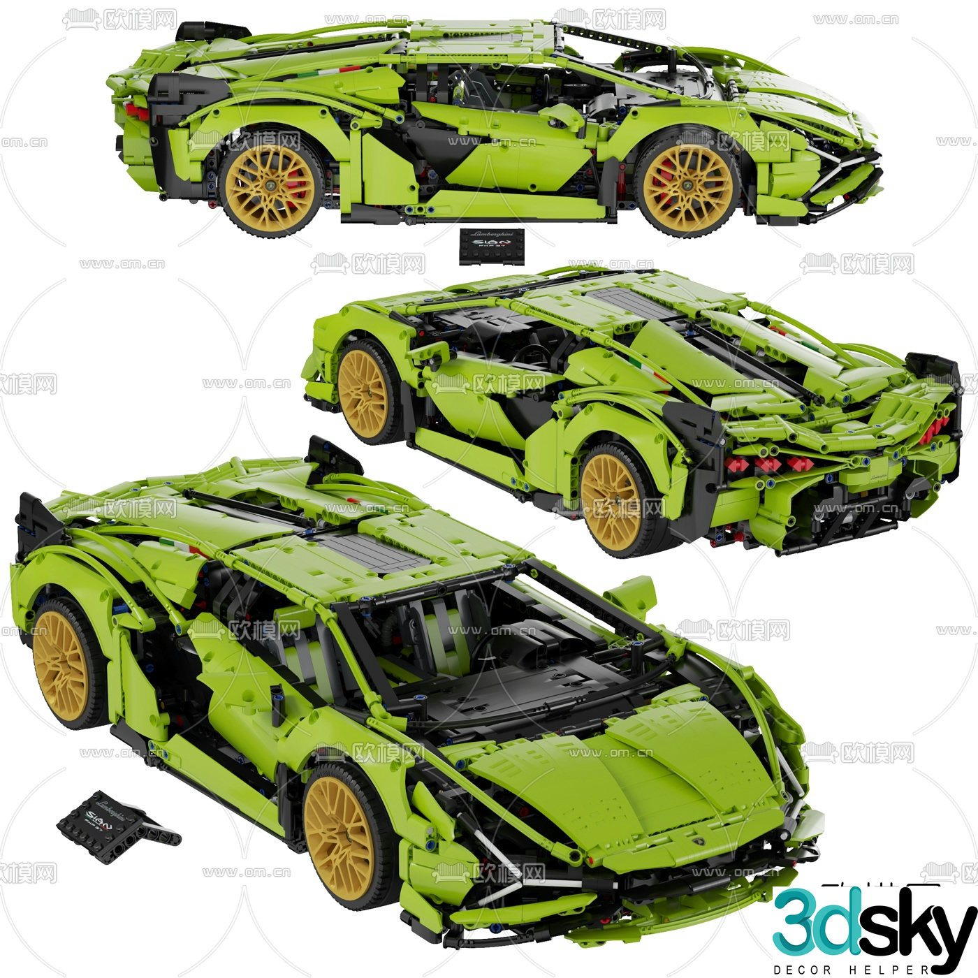 Modern building block toy car 3d model