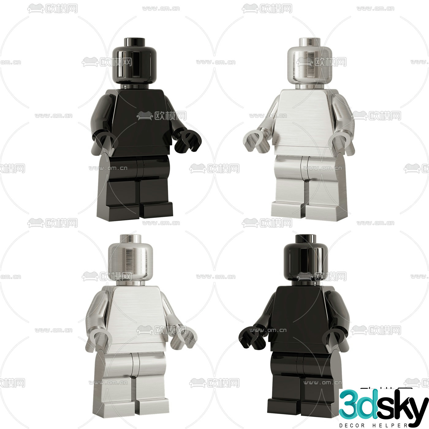 Modern building block man toy 3d model