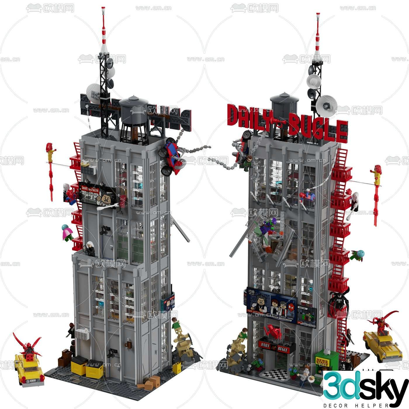 Modern building block bugle daily office building 3d model