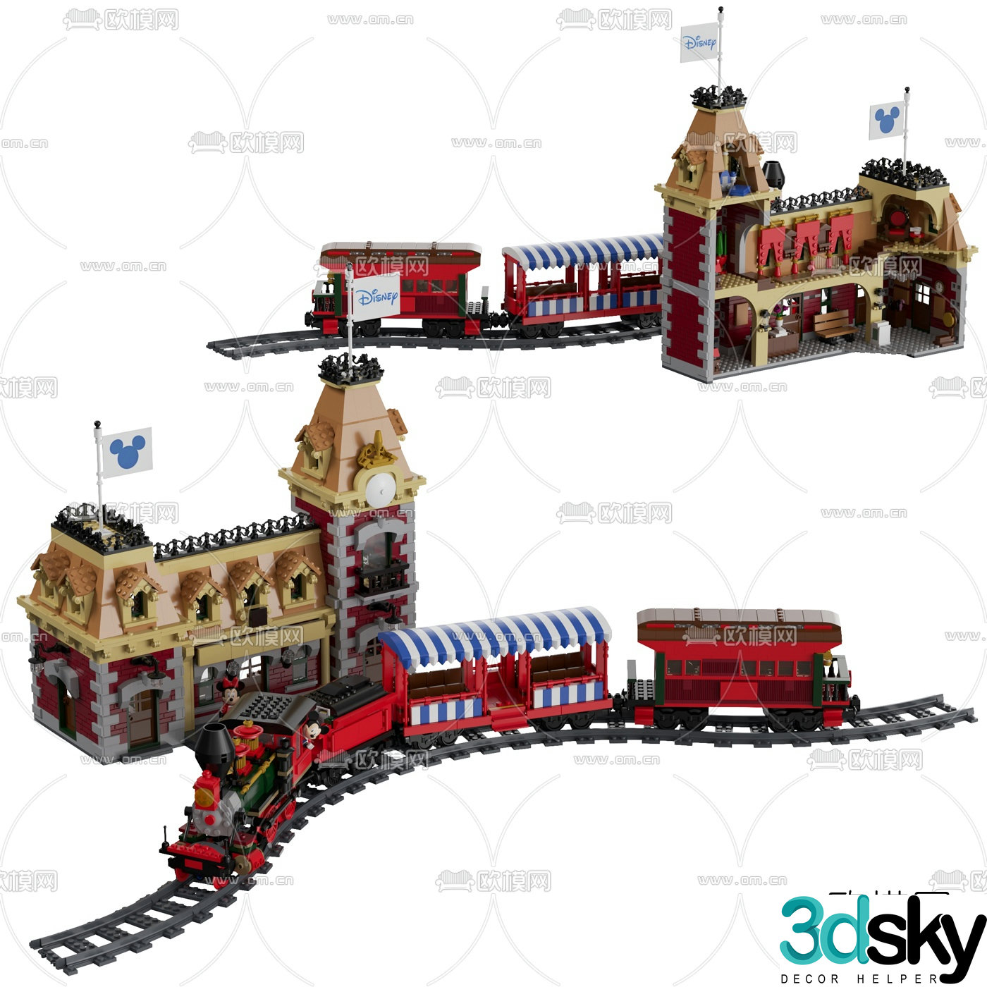 Modern building blocks disney train toy 3d model