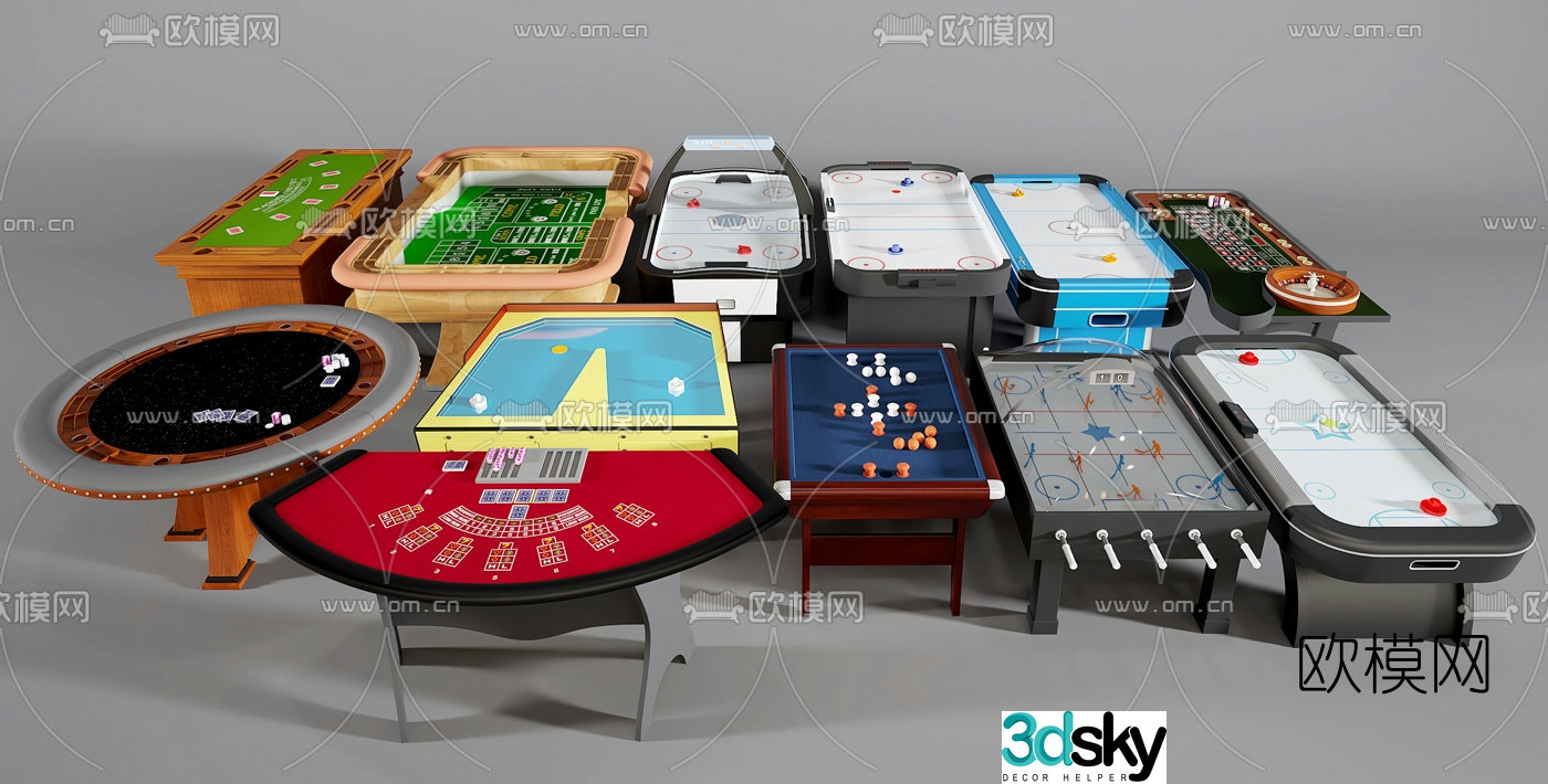 Modern gaming console table combination 3d model