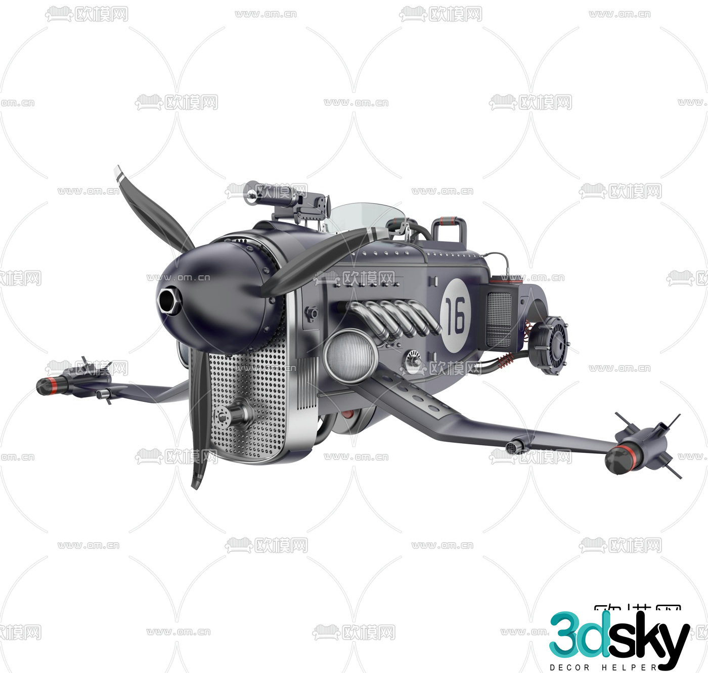 Industrial style fighter 3d model