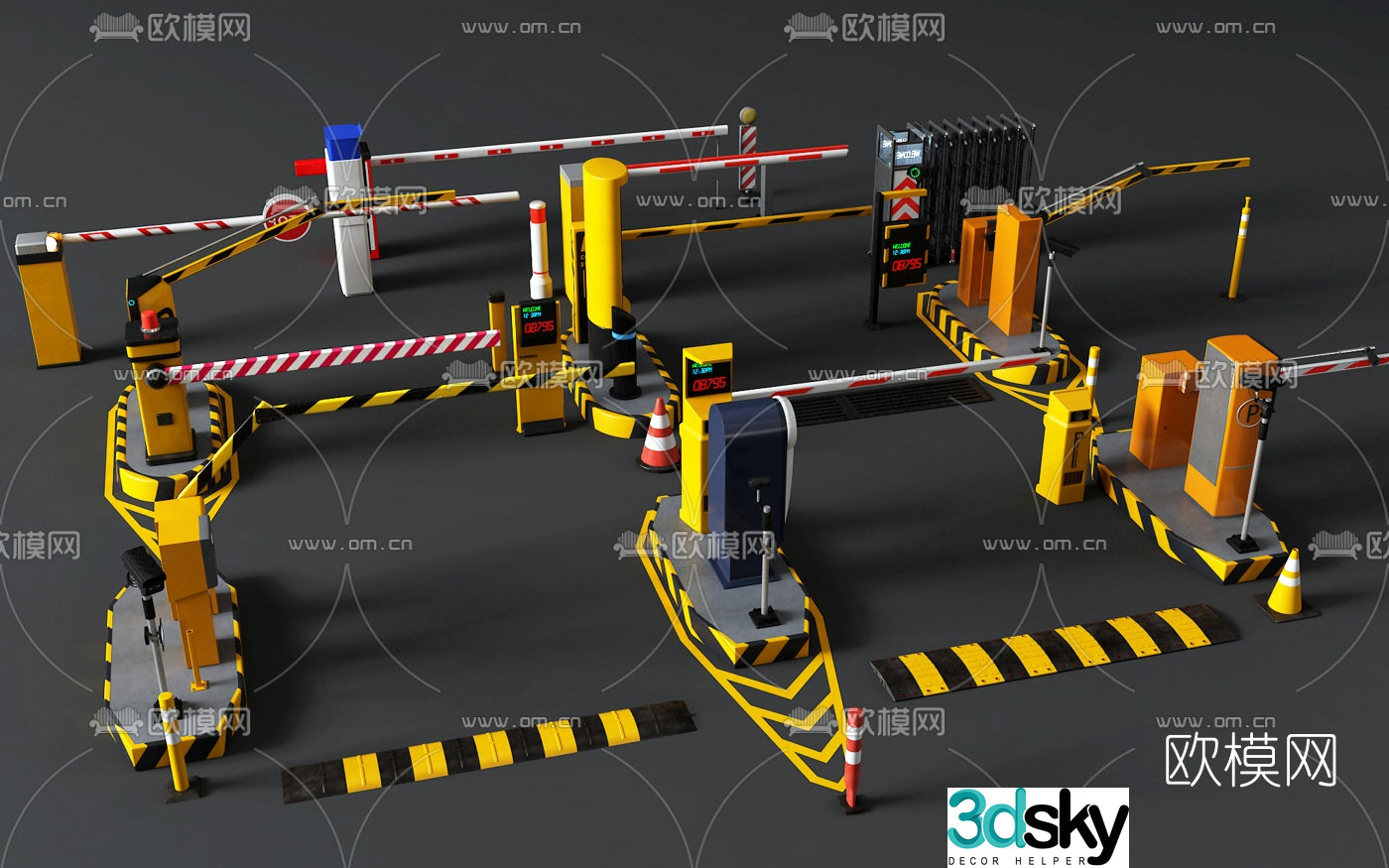 Modern parking toll gate equipment 3d model