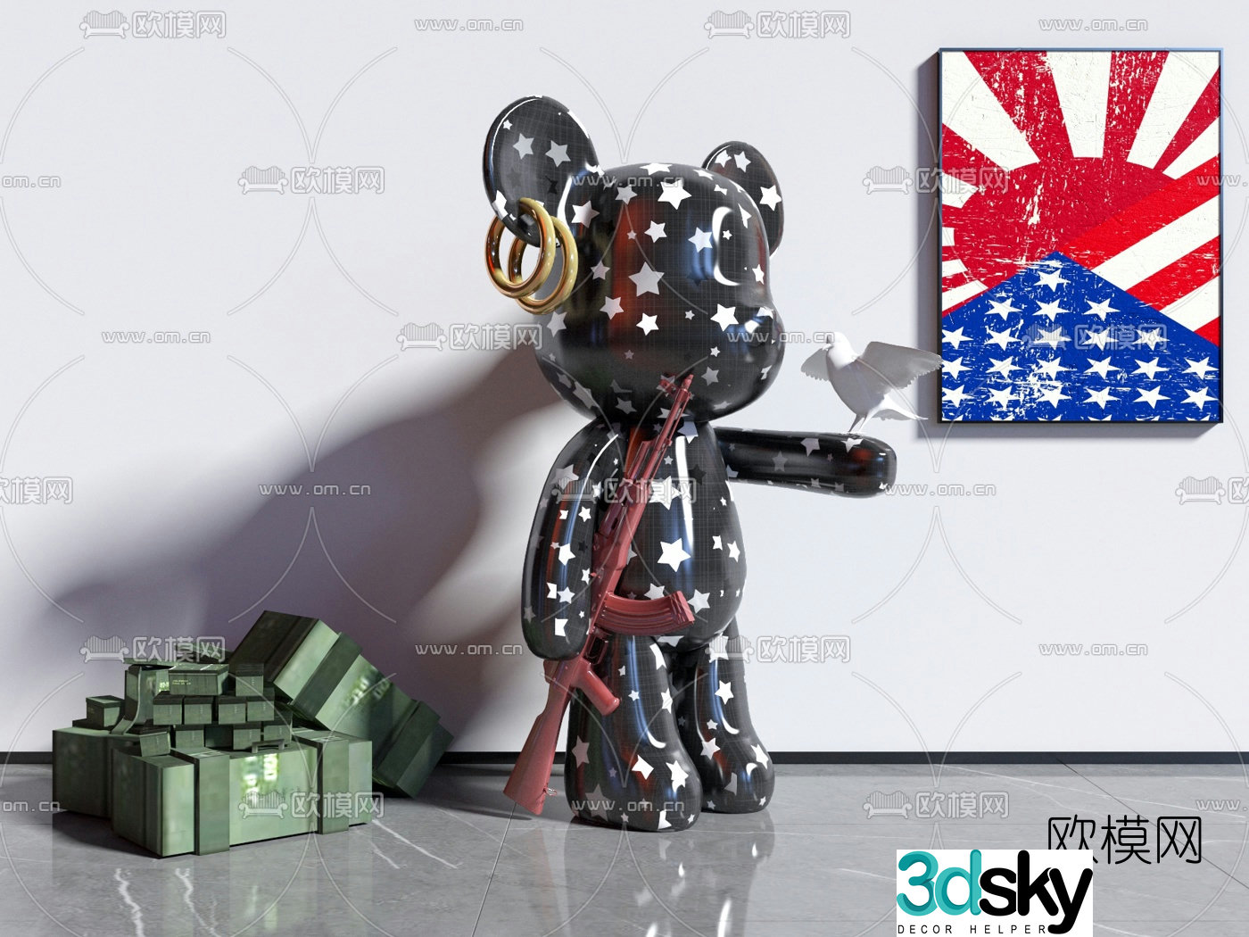 Modern violent bear children’s toy 3d model