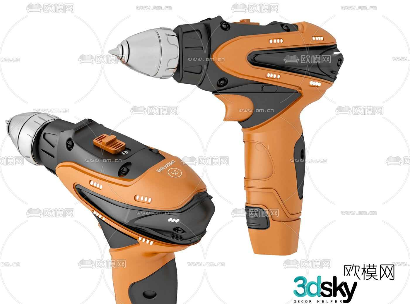 Modern electric drill impact drill 3d model