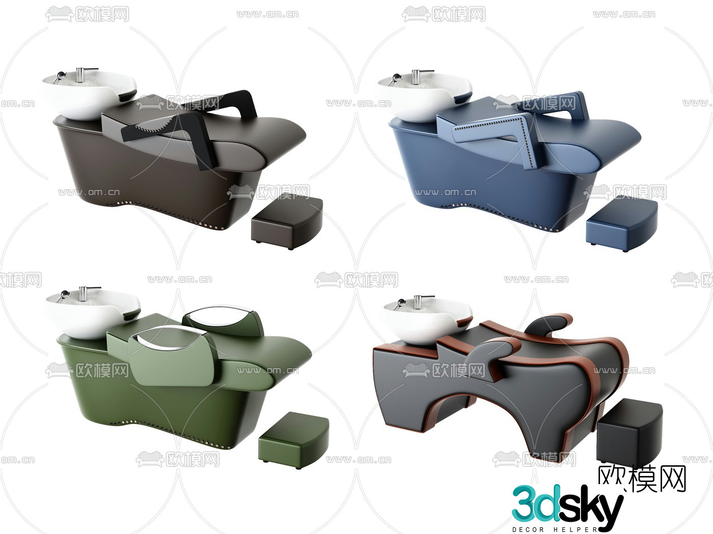 Modern barber shop shampoo bed massage bed 3d model