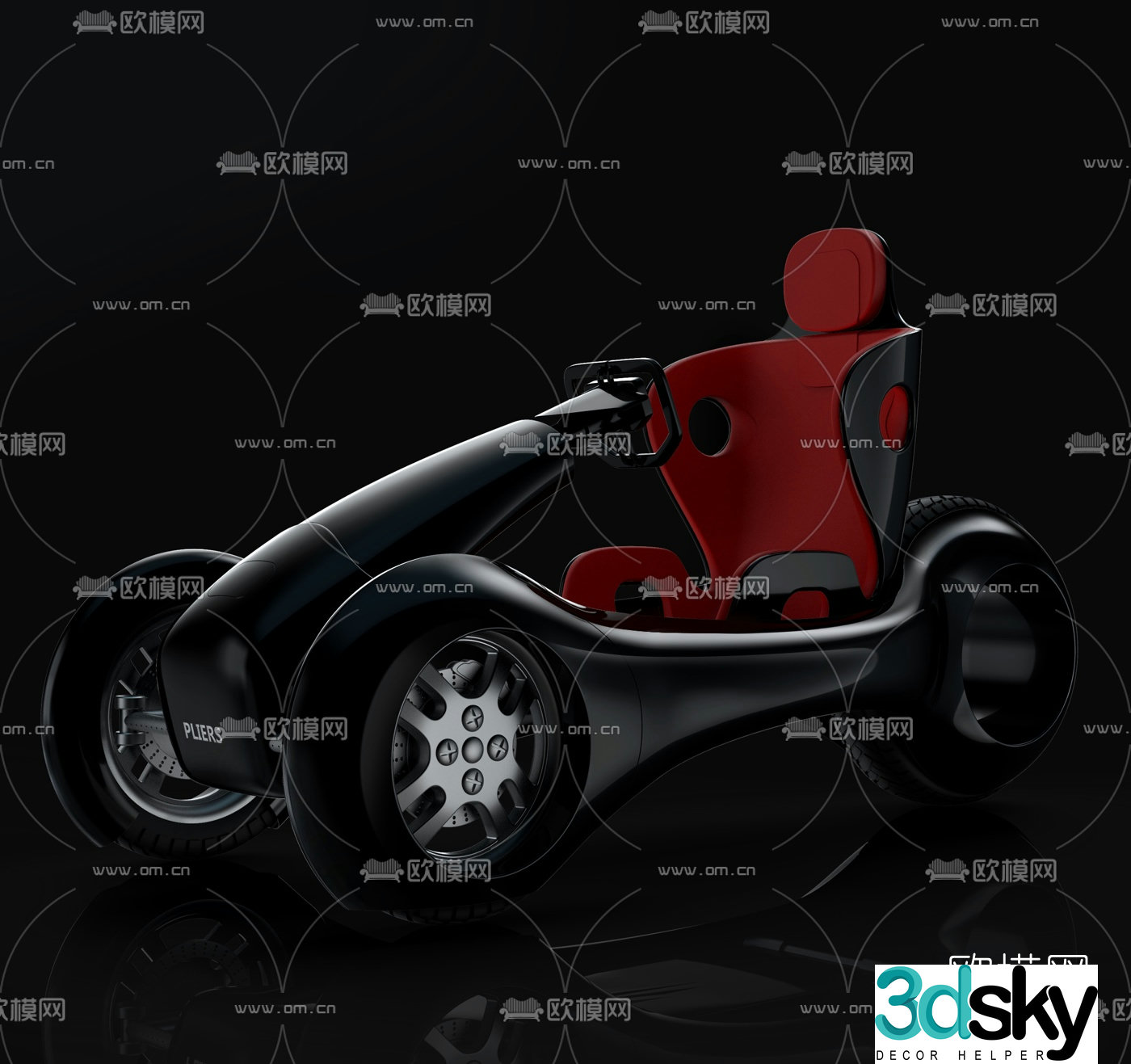 Modern concept electric car 3d model