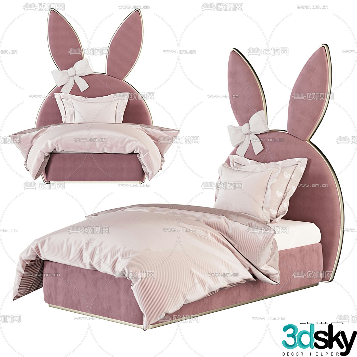 Modern fabric children’s bed 3d model
