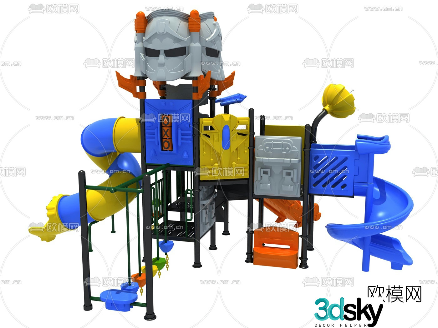 Modern robot children's slide 3d model