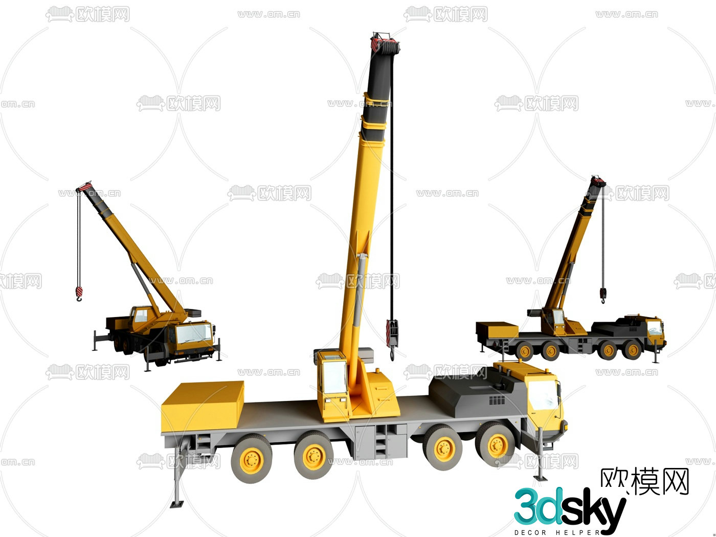 Modern construction site crane 3d model