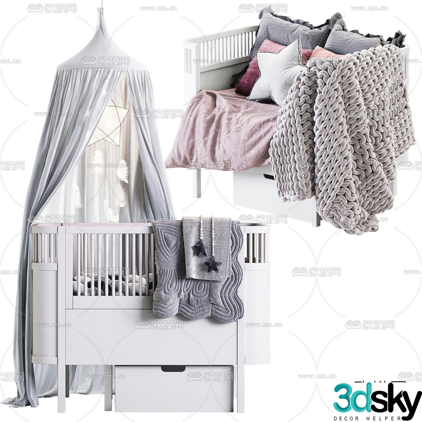 Modern crib 3d model