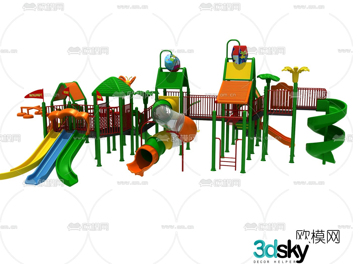 Modern large slide children's play facility 3d model