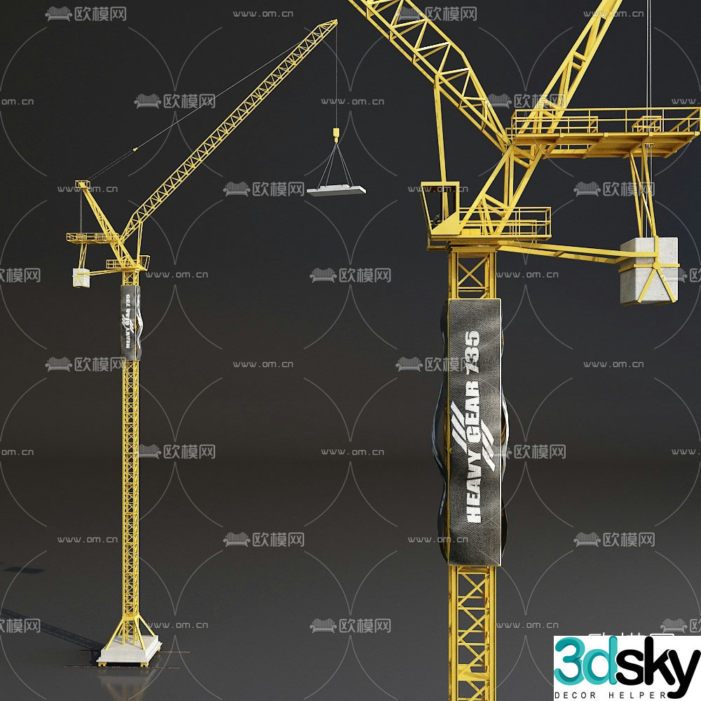 Modern engineering tower crane 3d model
