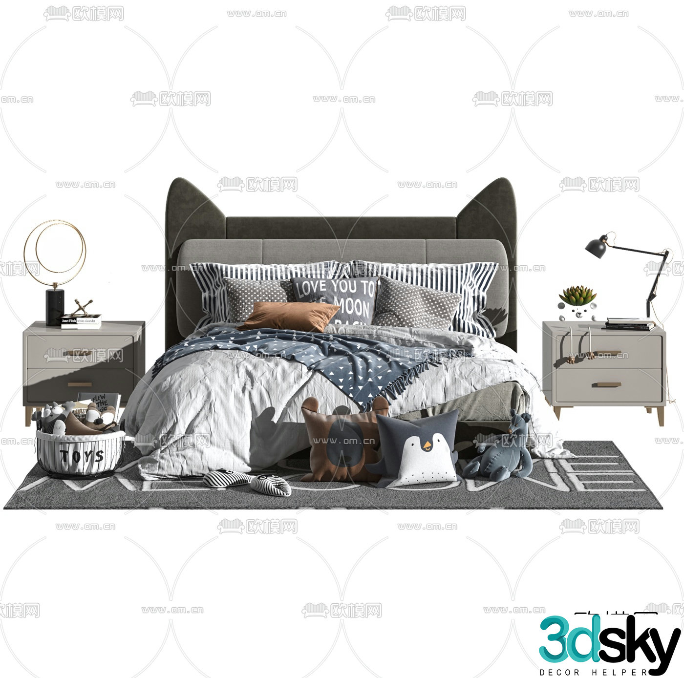 Nordic fabric children’s bed 3D model