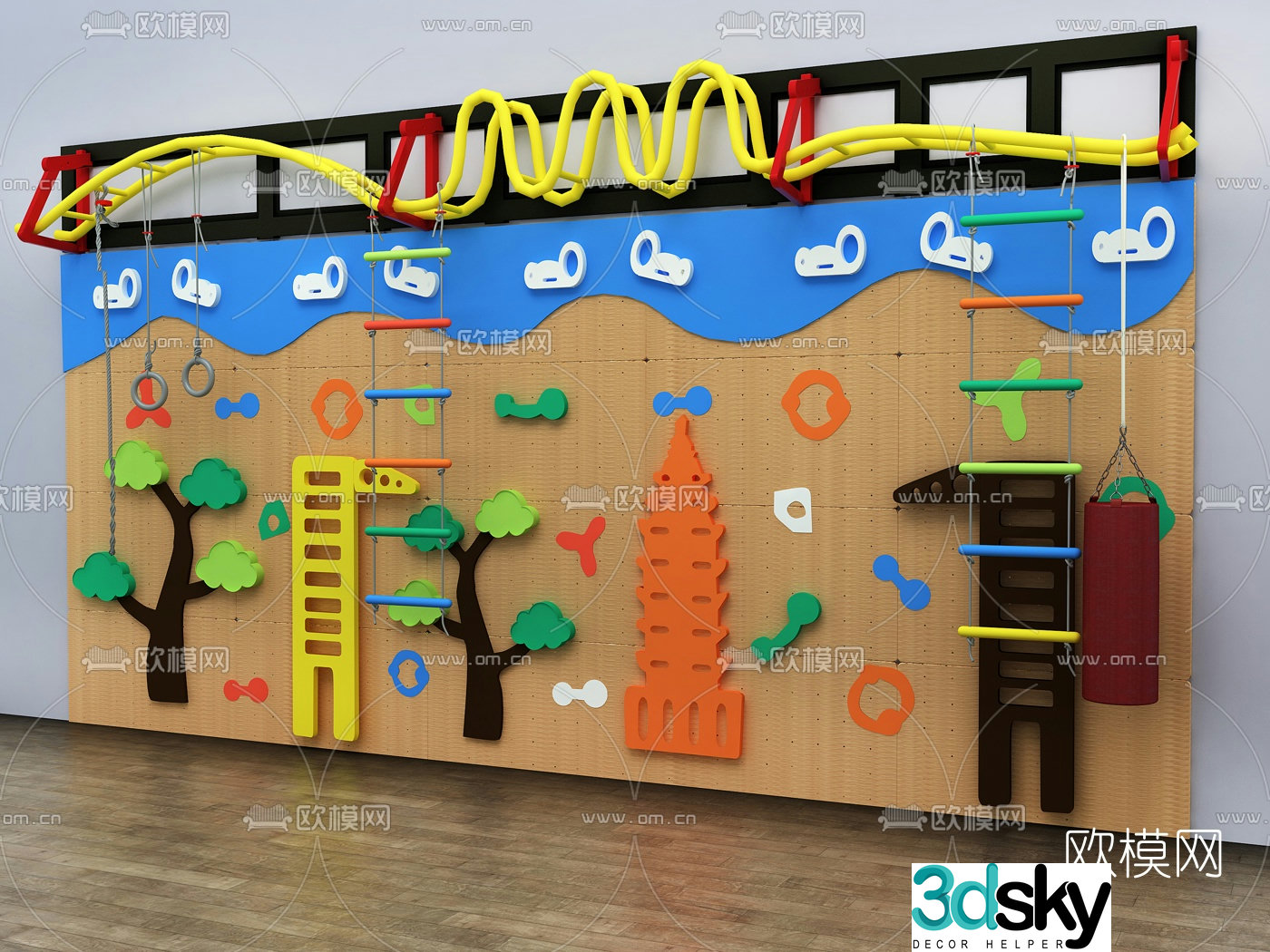 Modern climbing wall ladder 3d model