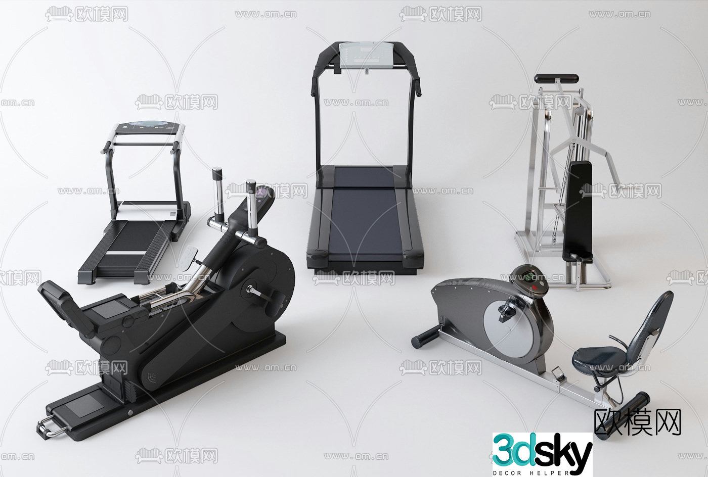 Modern treadmill fitness equipment 3d model
