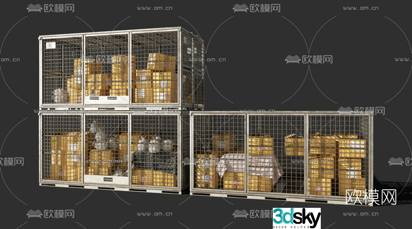 Modern metal mesh container 3d model