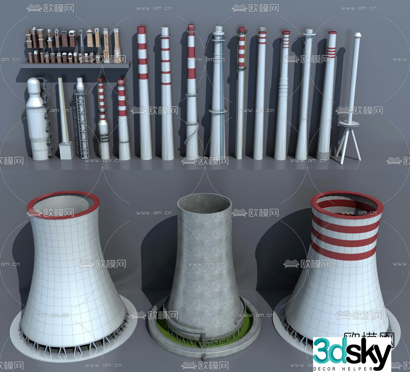 Modern chimney chimney industrial equipment 3d model