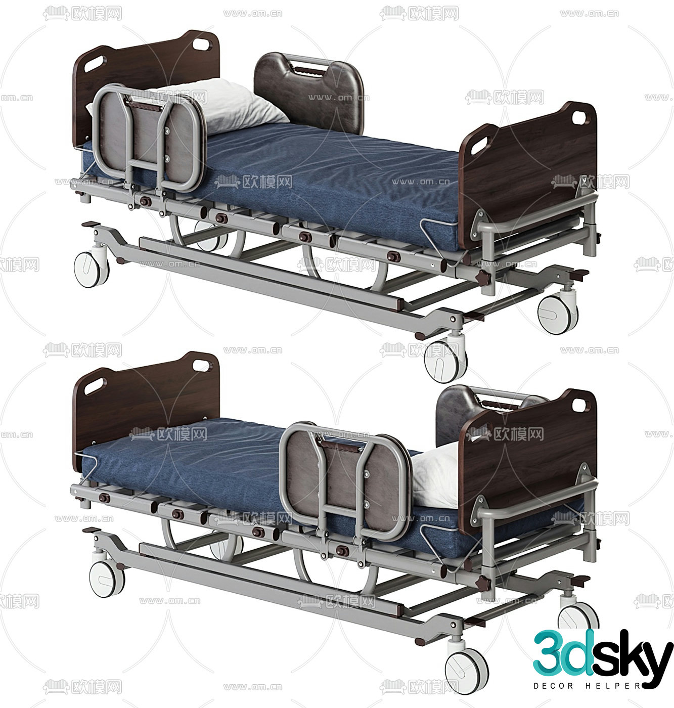 Modern hospital ambulance bed 3d model