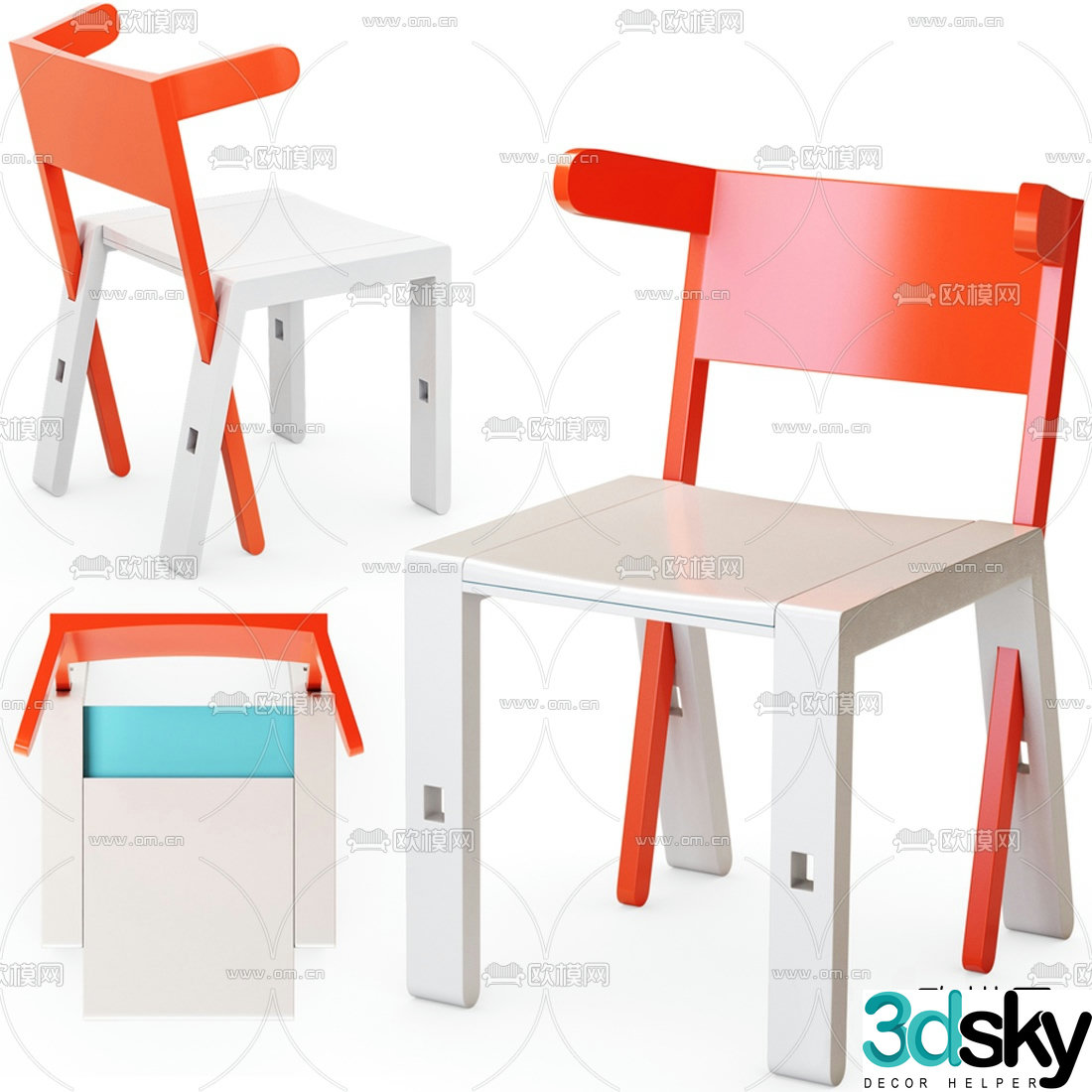 Modern children’s multifunctional learning chair 3d model