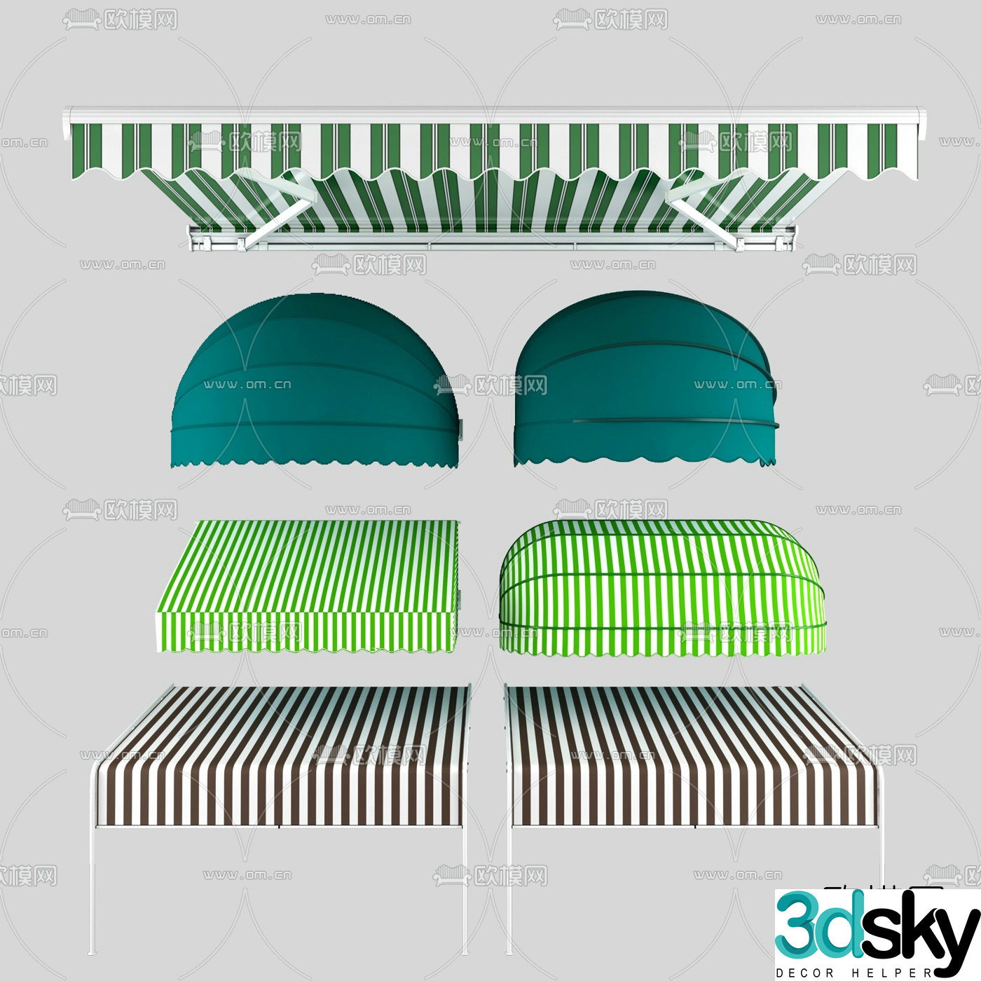 Modern retractable awning combination 3D model